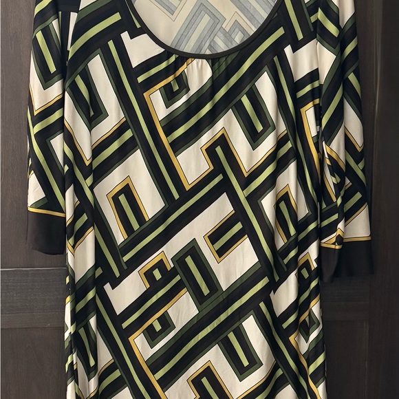 LOFT Green and White Relaxed Tunic Dress - Picture 1 of 2